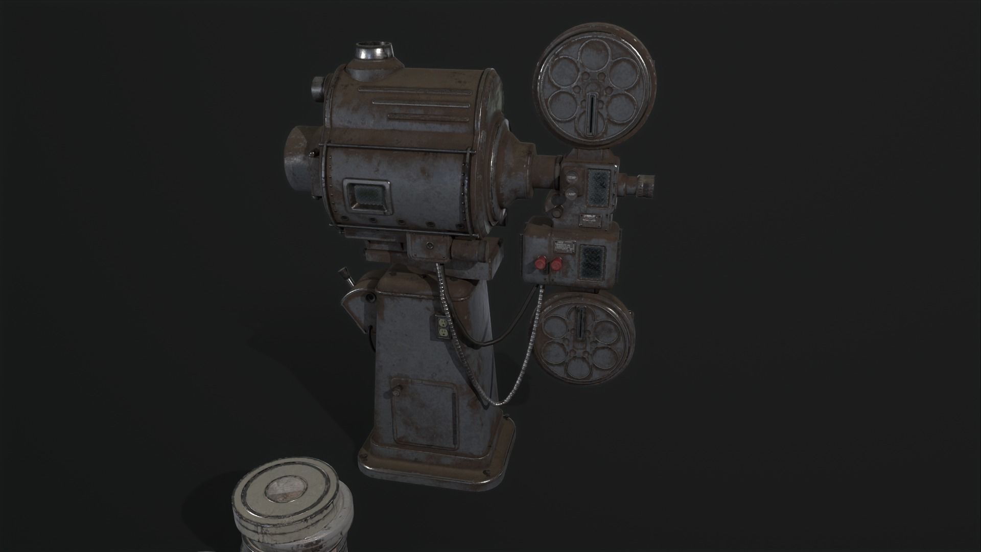 Movie projector flim device  PBR game ready asset  Low-poly 3D model_5