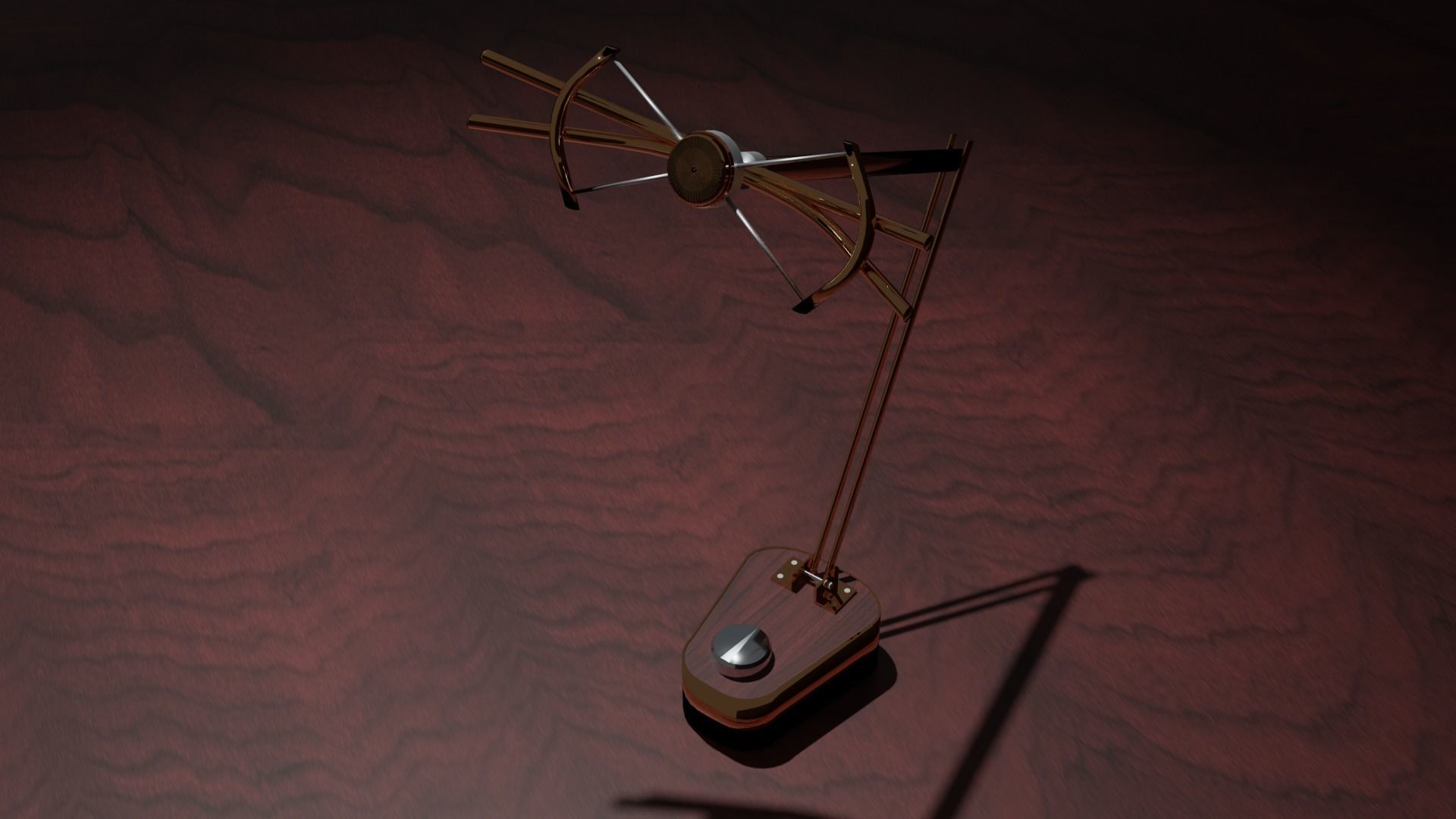 Brass and Wood Retro Mic Free low-poly 3D model_2