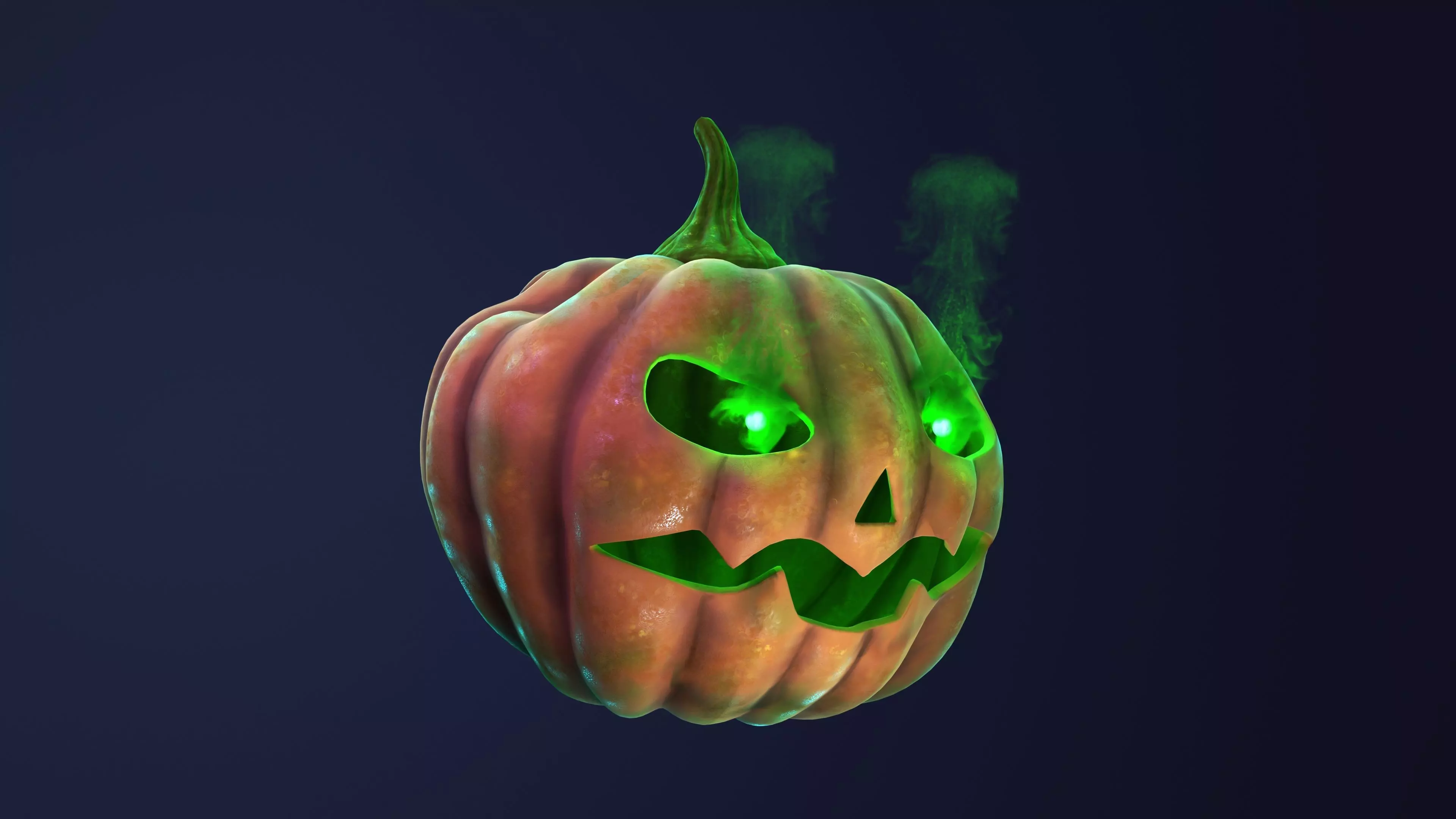 Stylized and animated pumpkin Low-poly 3D model_0