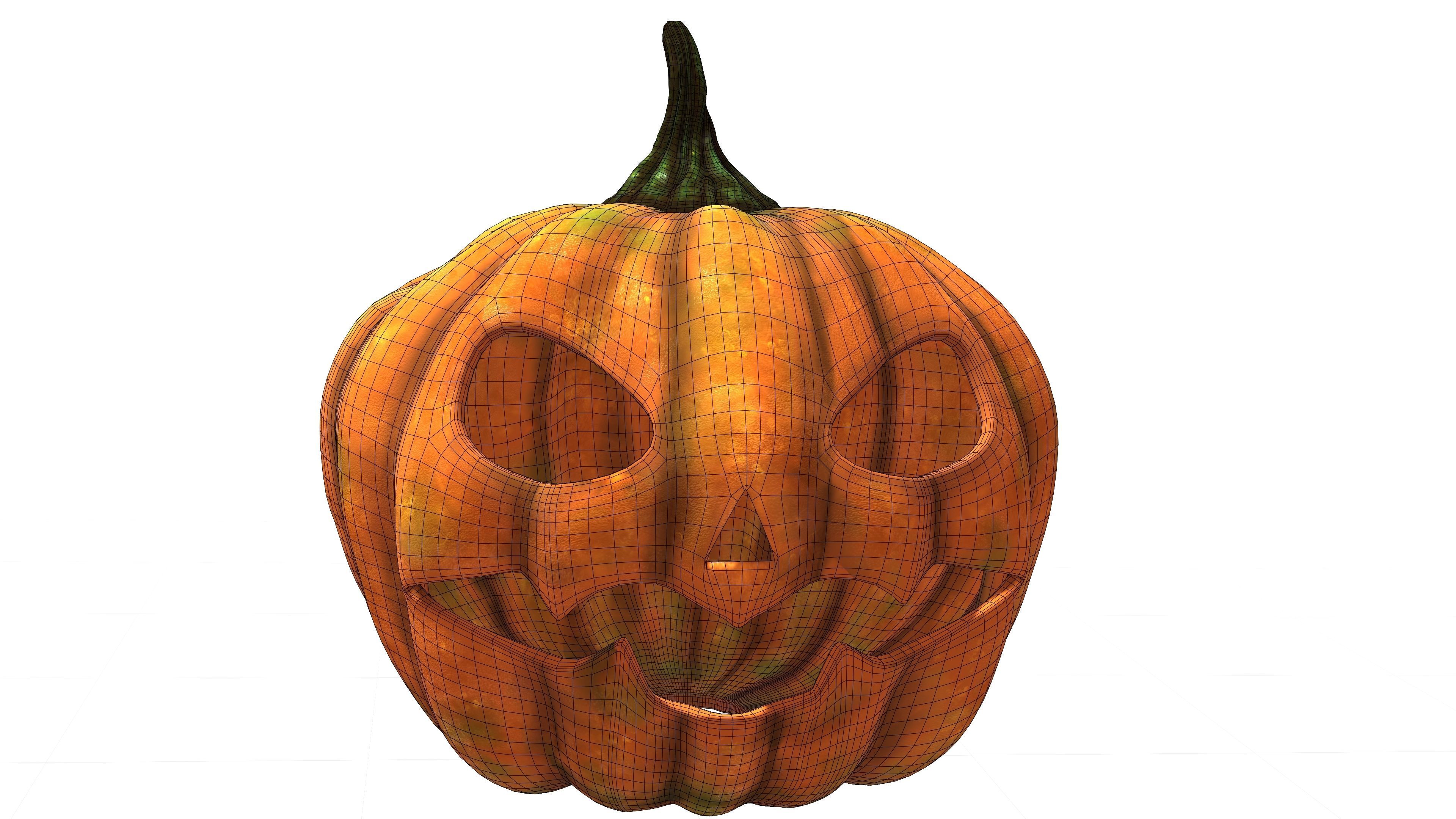 Stylized and animated pumpkin Low-poly 3D model_7