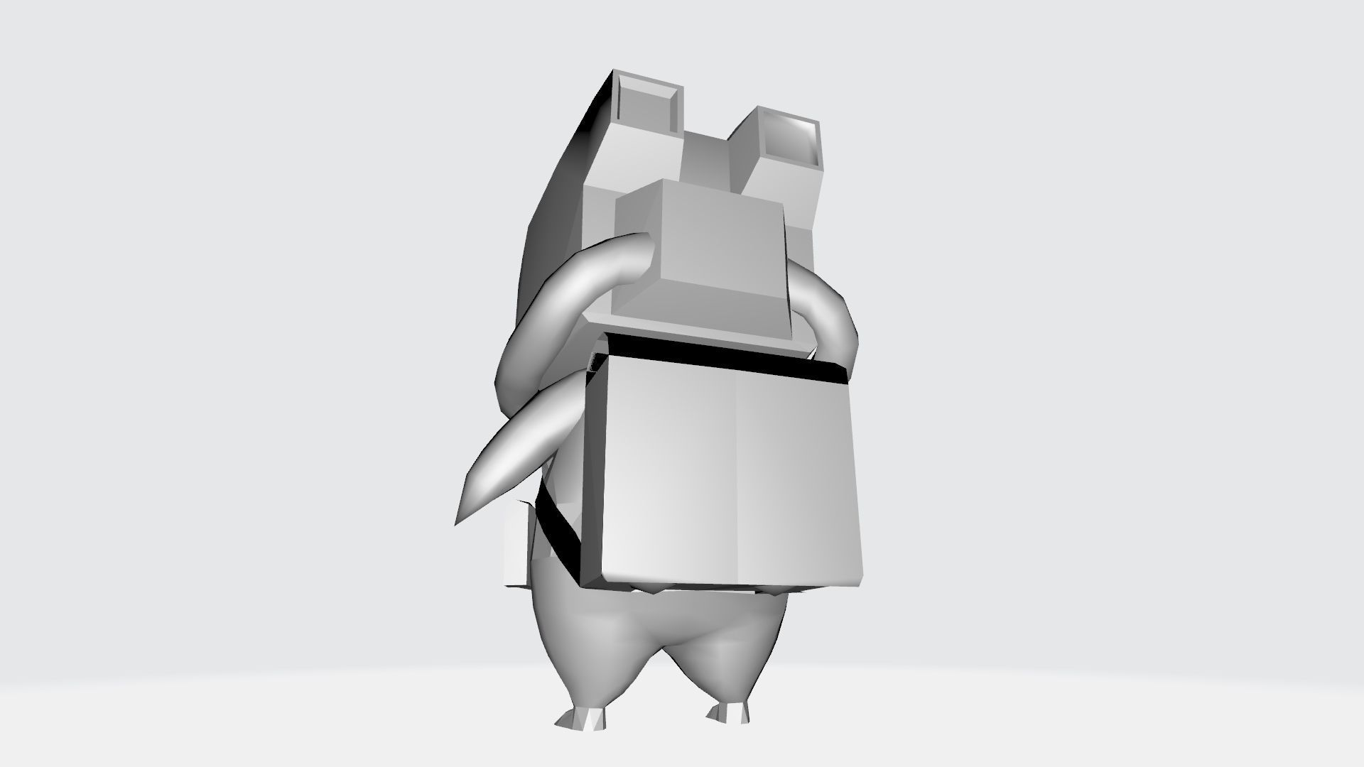 Monitamon origami robot with backpack 3D print model_8