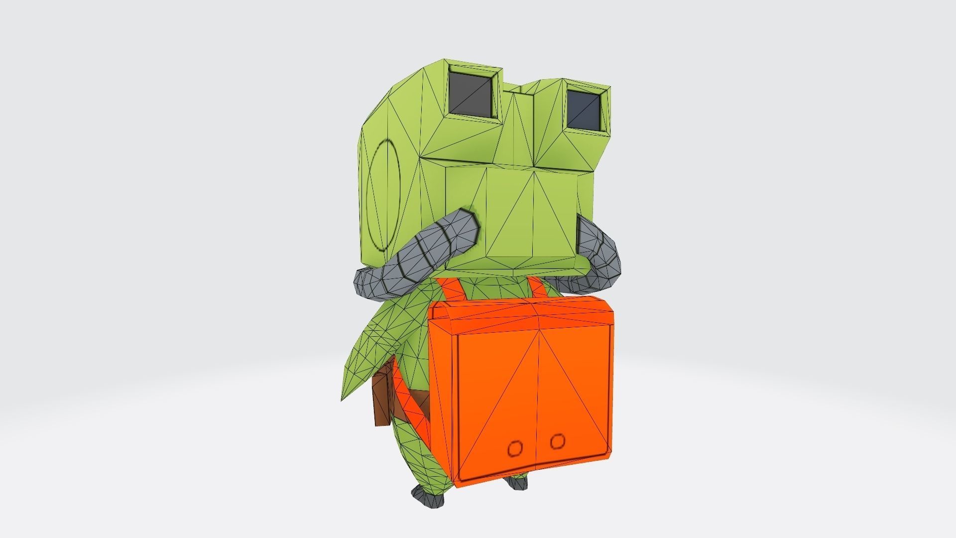 Monitamon origami robot with backpack 3D print model_2