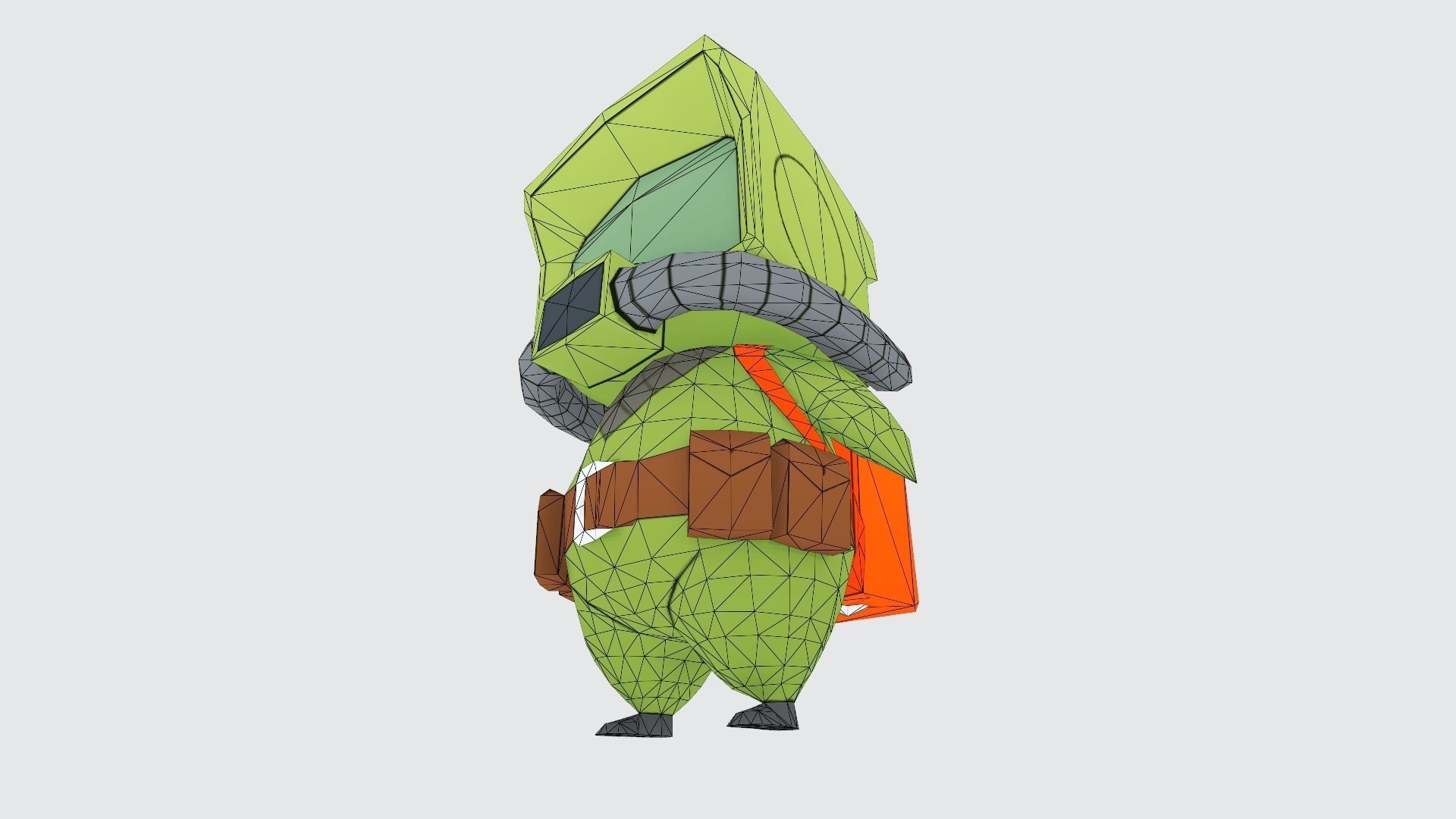 Monitamon origami robot with backpack 3D print model_5