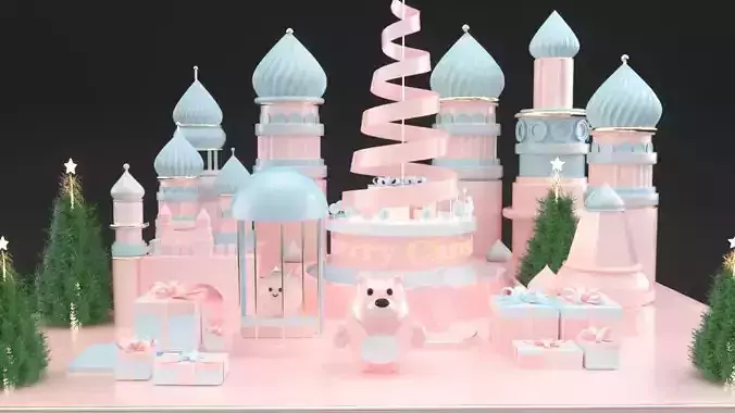 Christmas scene Christmas village 3D model Christmas castle