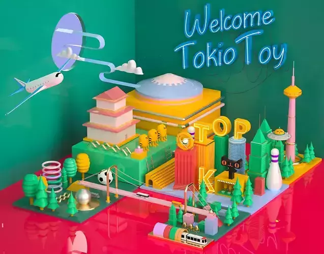 Christmas scene Cartoon city micro city scene