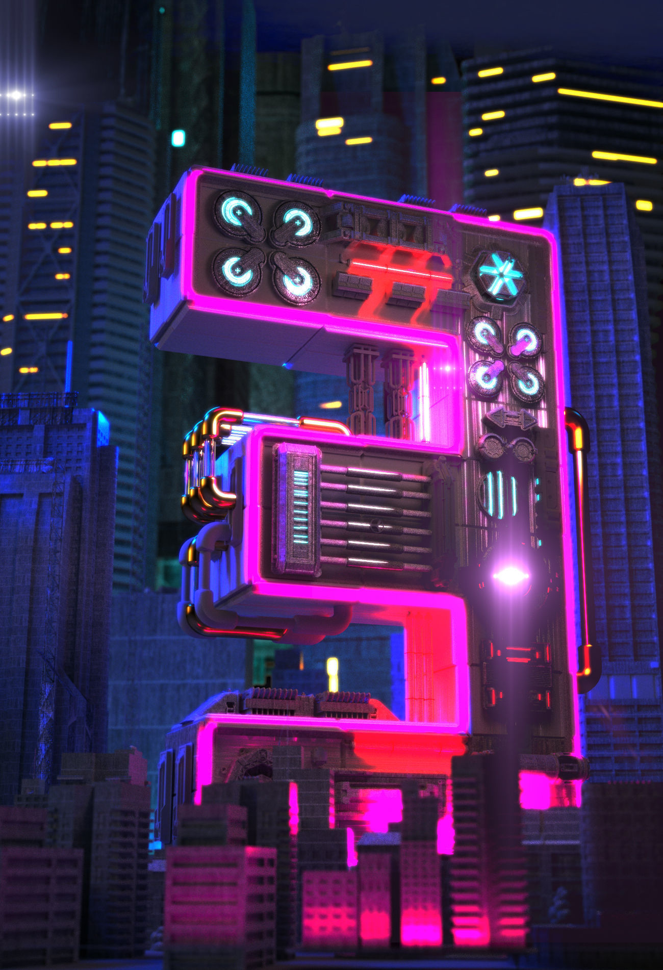 Countdown poster Mechanical style Digital poster 3D model_1