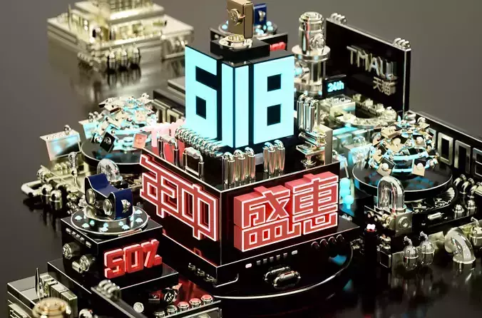 Emporium scene rendering scene construction Jingdong 618