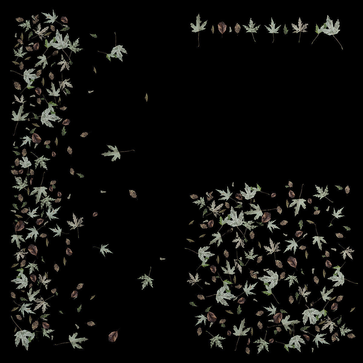 Autumn green leaves 3D model_3