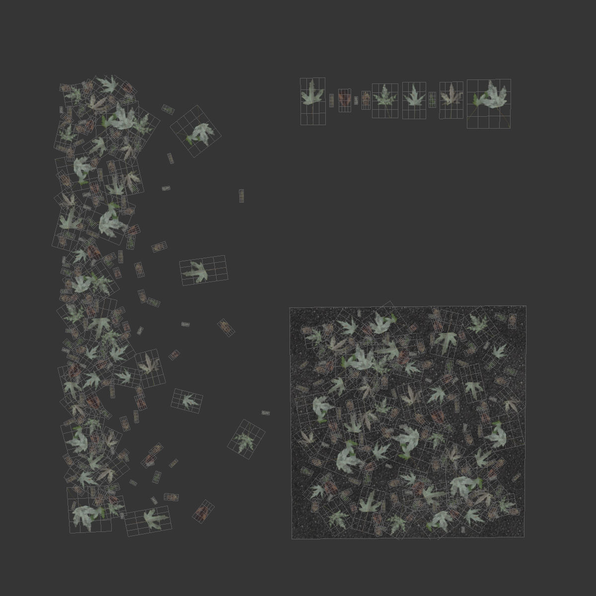 Autumn green leaves 3D model_5