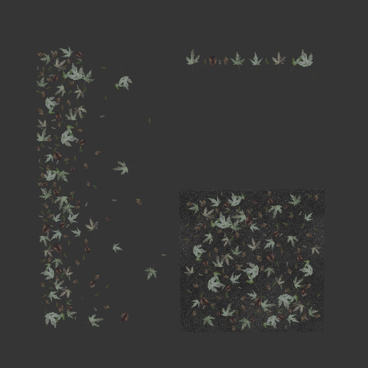 Autumn green leaves 3D model_4