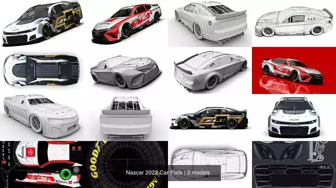 Nascar 2022 Car Pack 3D Model Collection