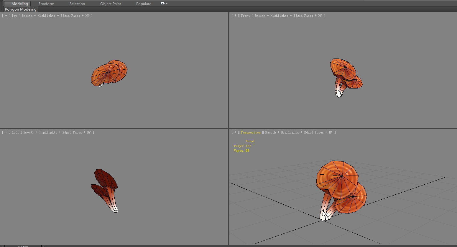 Cartoon Ganoderma lucidum Low-poly 3D model_3