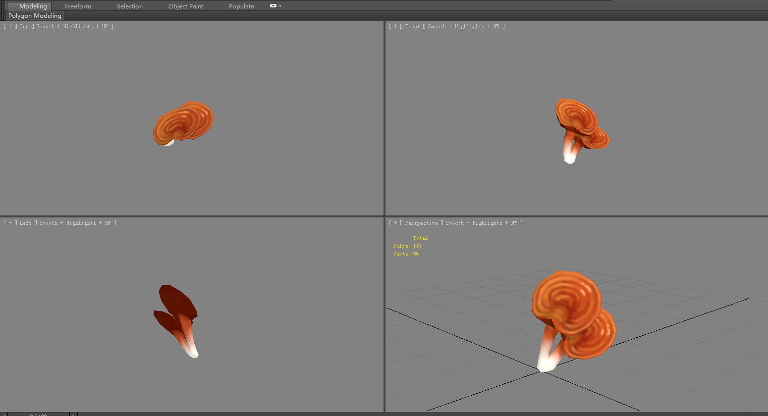 Cartoon Ganoderma lucidum Low-poly 3D model_2