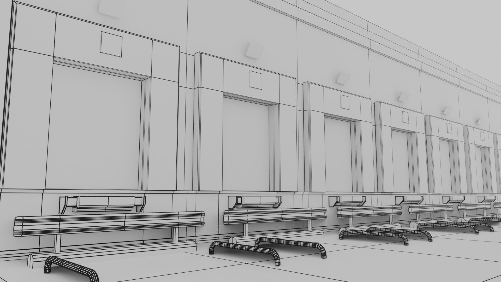 Warehause commercial building in middle of street 3D model_26