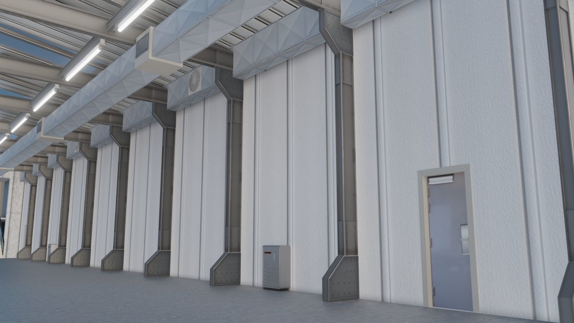 Warehause commercial building in middle of street 3D model_15
