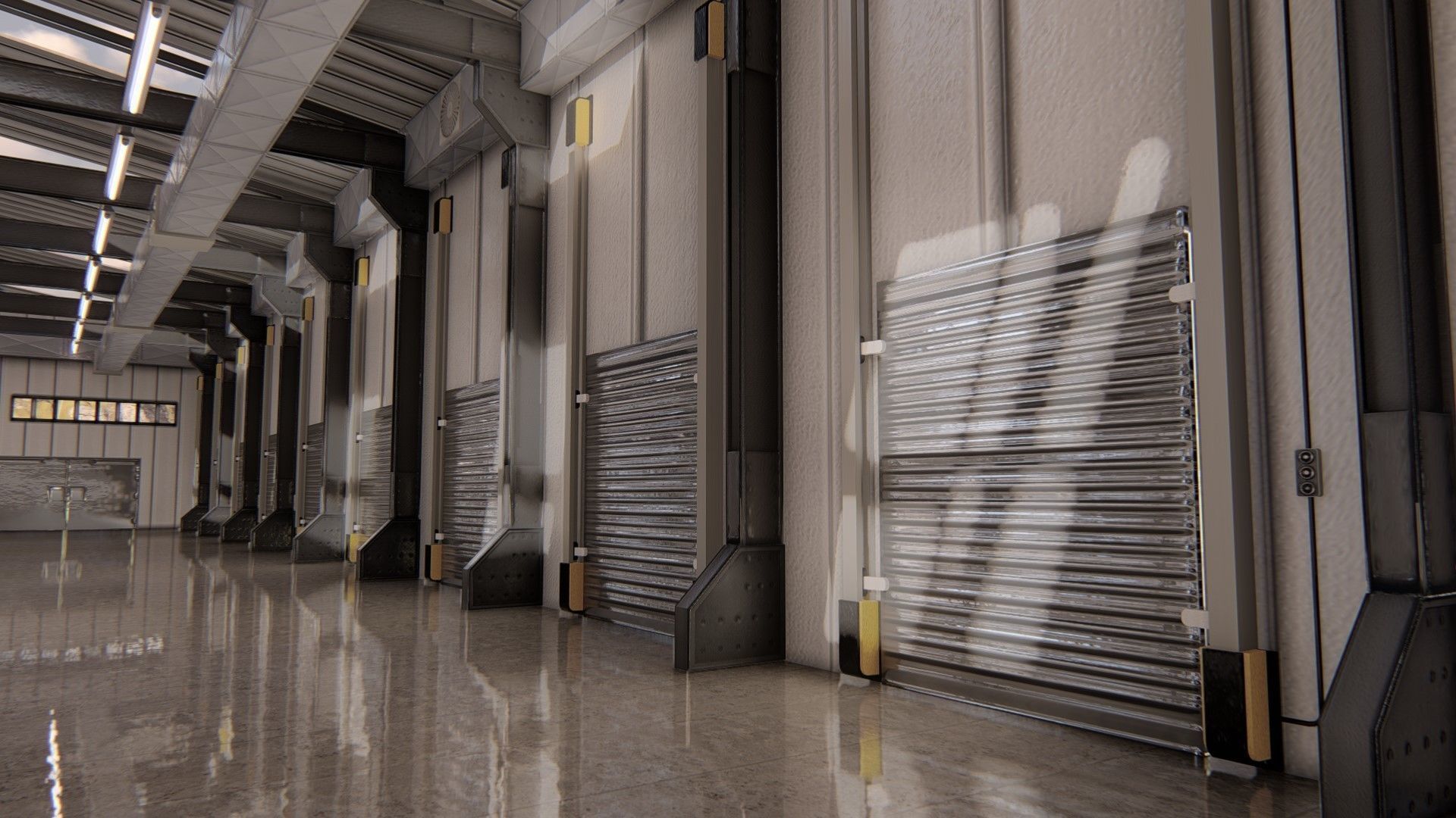 Warehause commercial building in middle of street 3D model_32