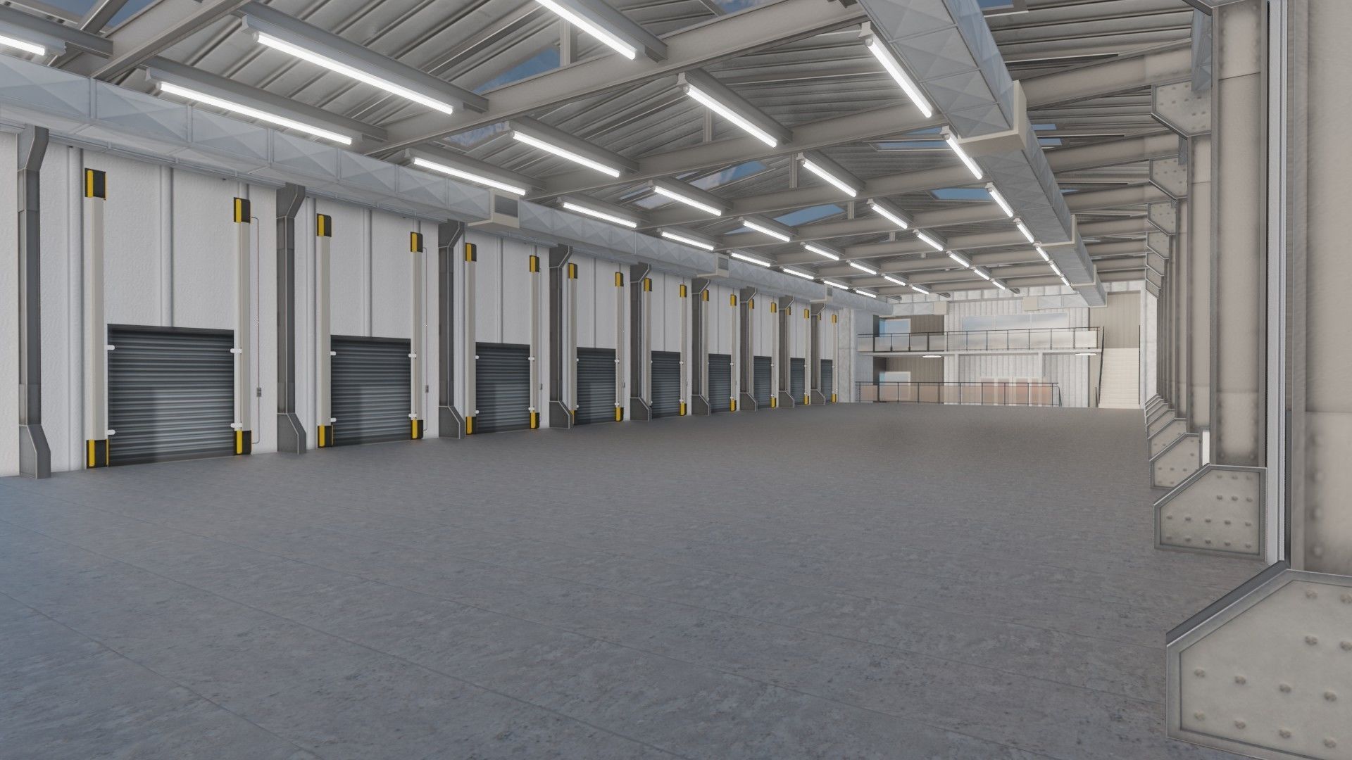 Warehause commercial building in middle of street 3D model_12