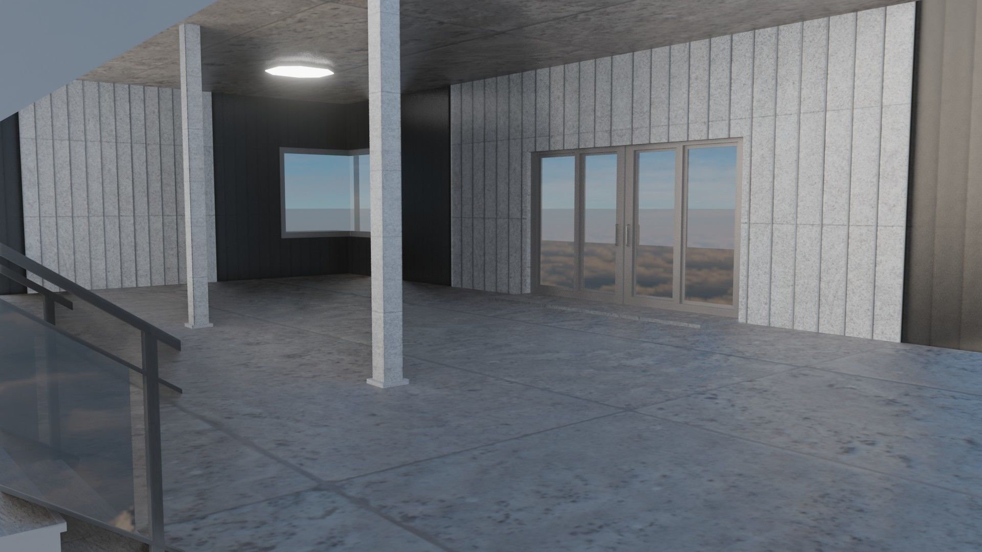 Warehause commercial building in middle of street 3D model_17