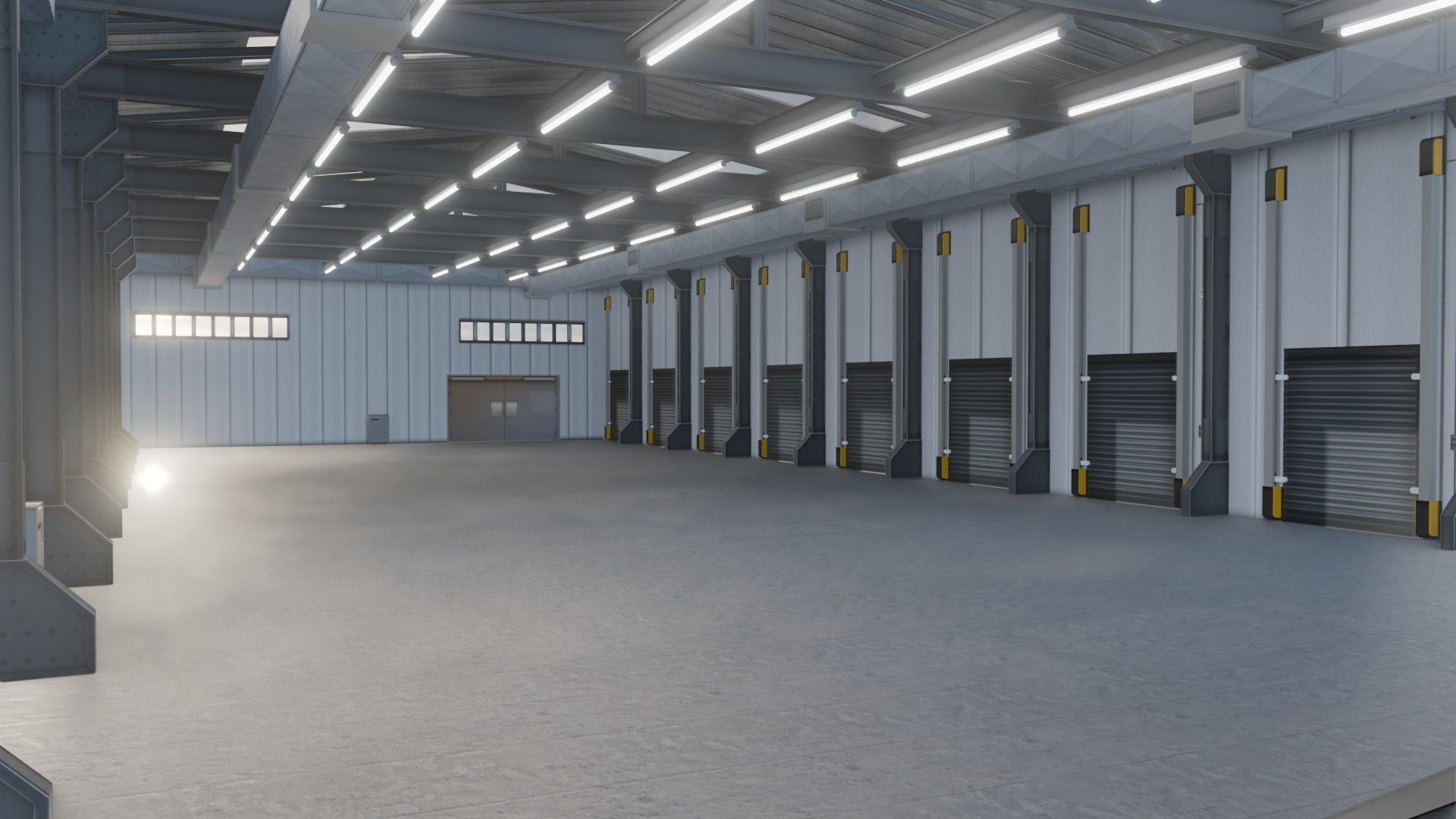 Warehause commercial building in middle of street 3D model_10