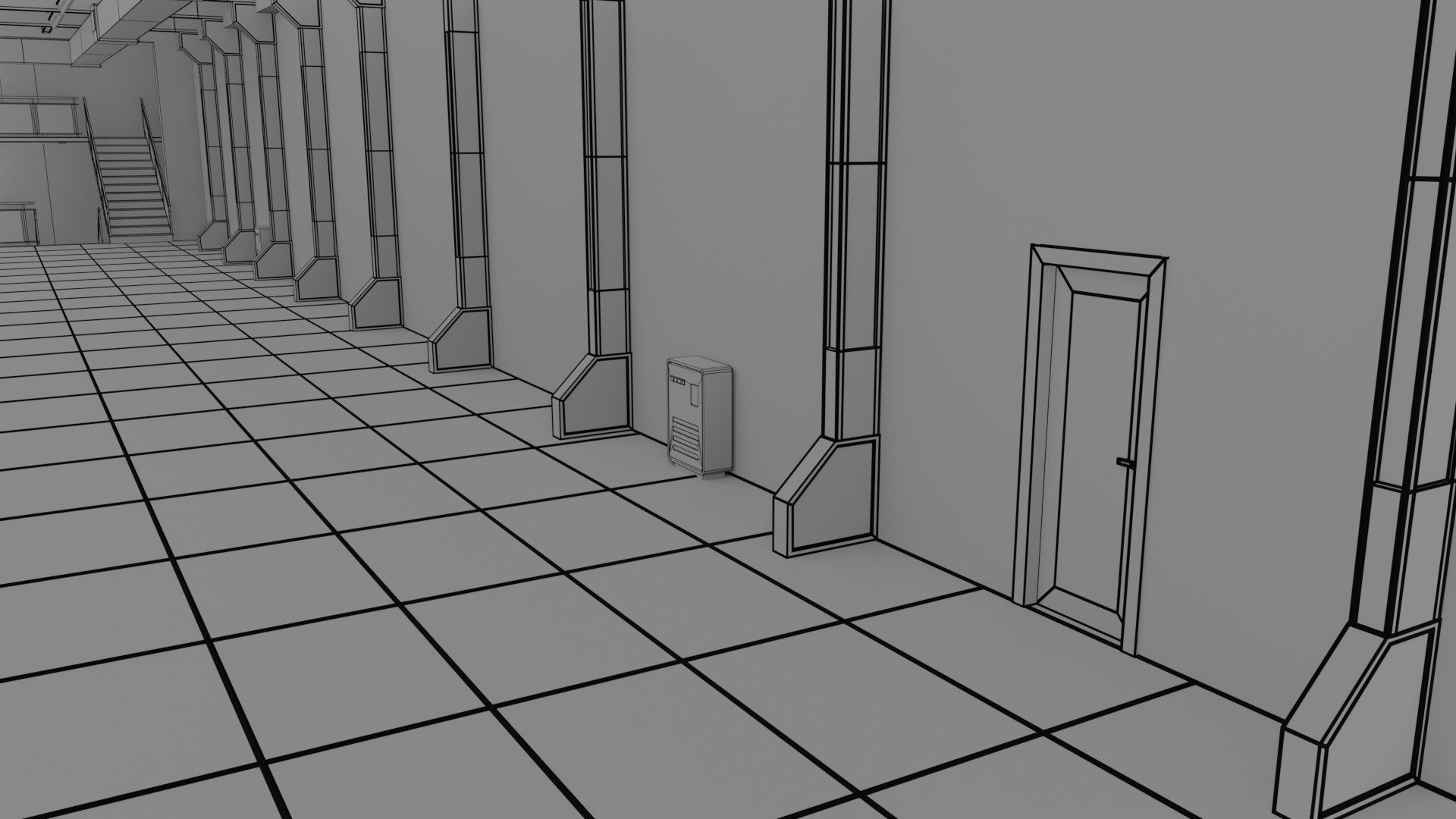 Warehause commercial building in middle of street 3D model_22