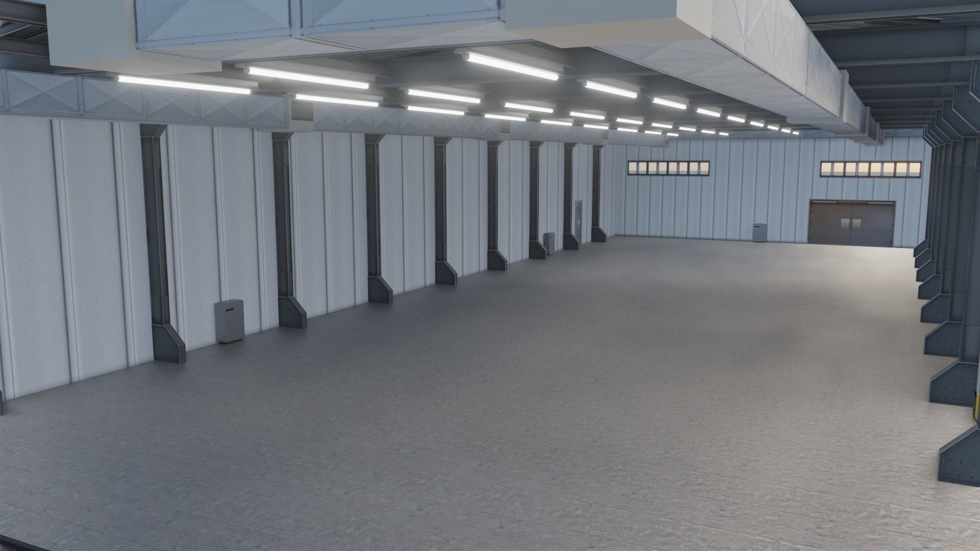 Warehause commercial building in middle of street 3D model_11