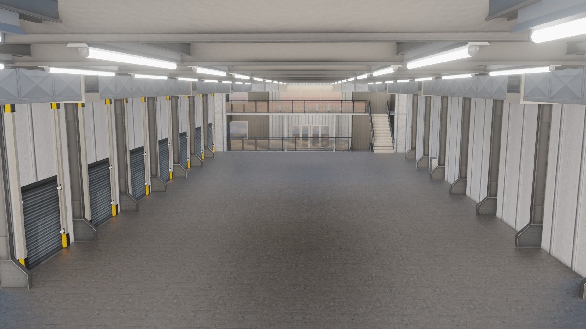 Warehause commercial building in middle of street 3D model_19