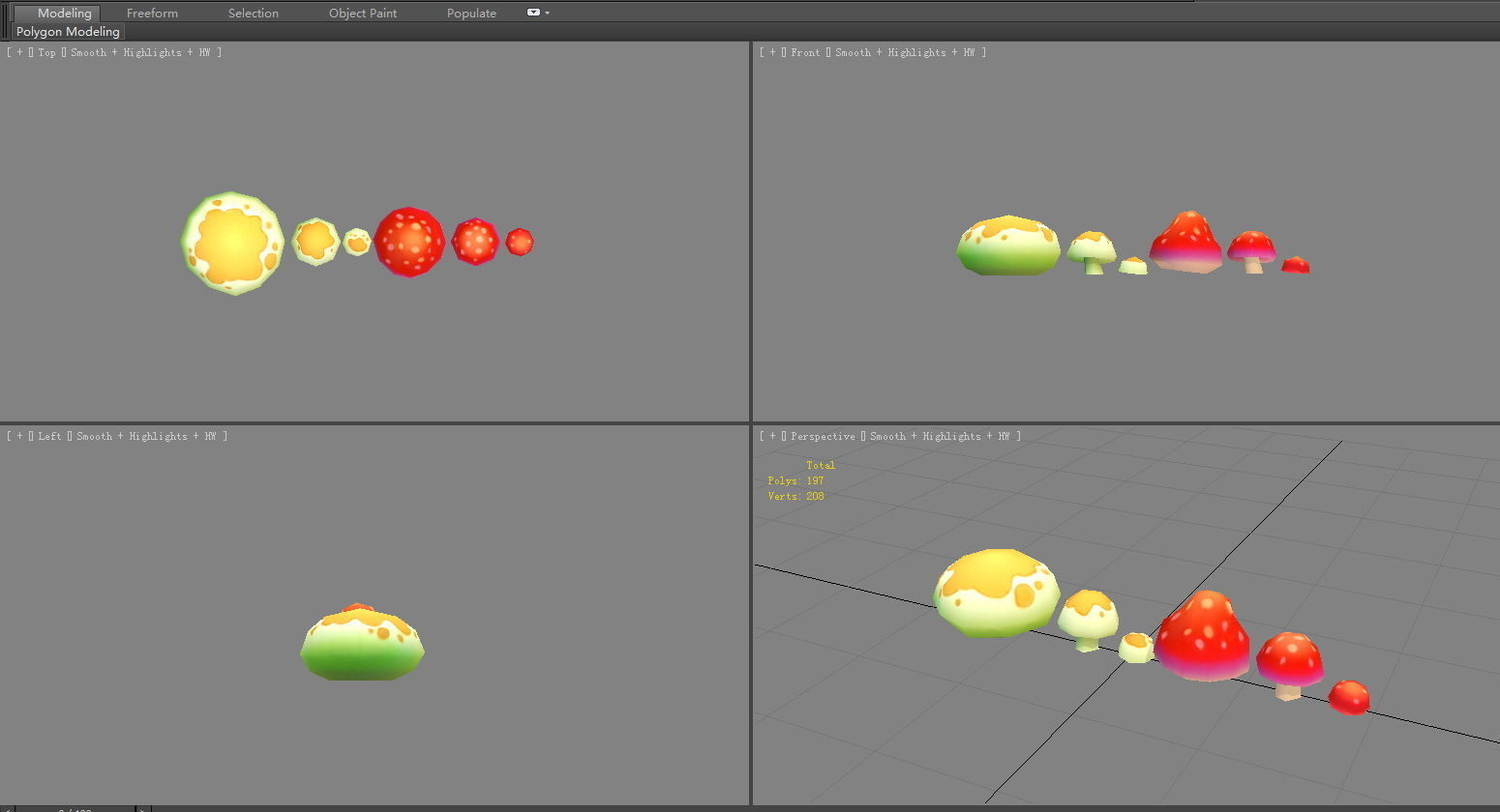 Cartoon poisonous mushroom Low-poly 3D model_3