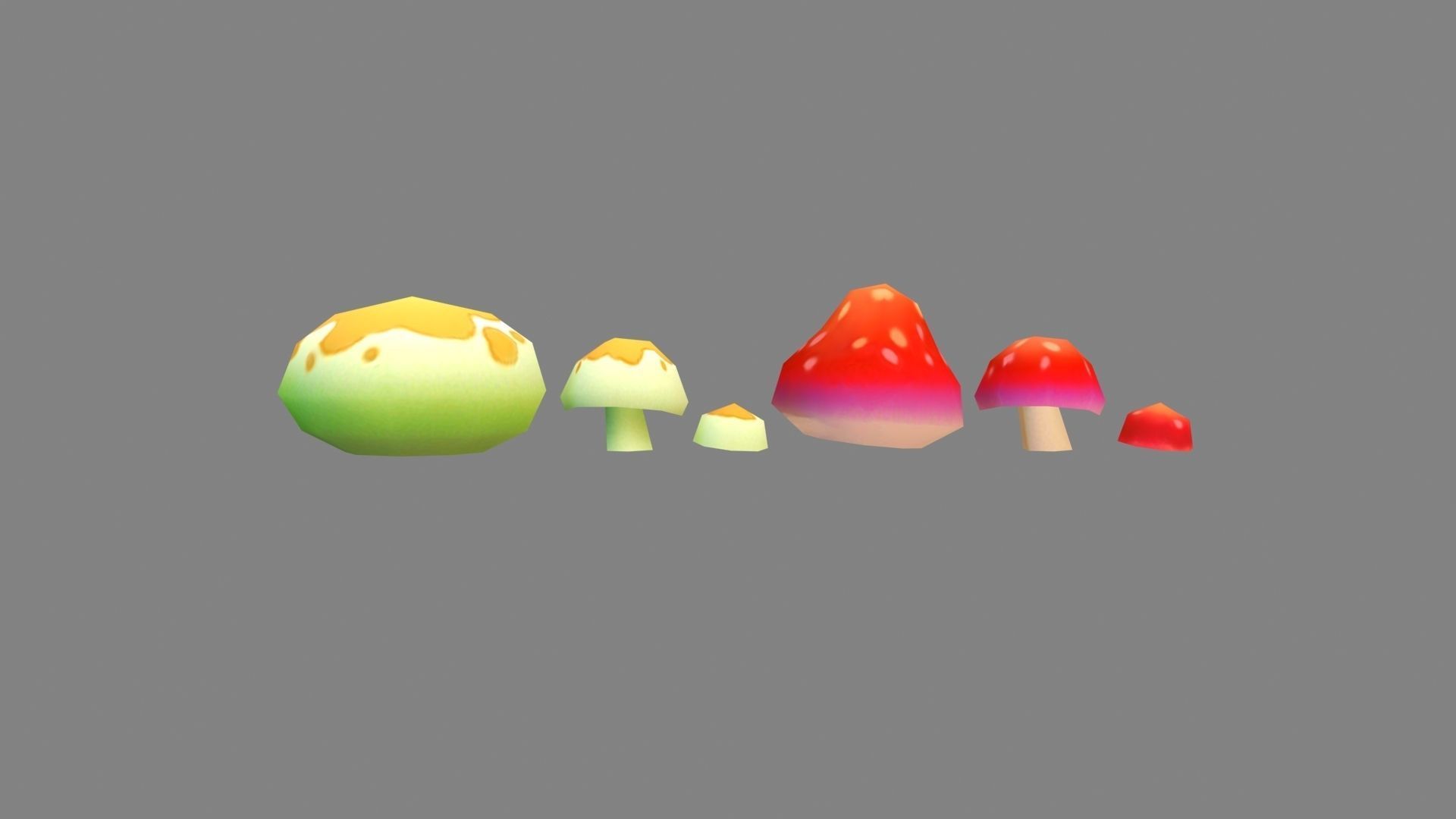 Cartoon poisonous mushroom Low-poly 3D model_1