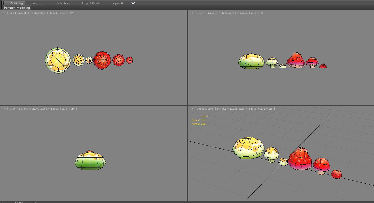 Cartoon poisonous mushroom Low-poly 3D model_4
