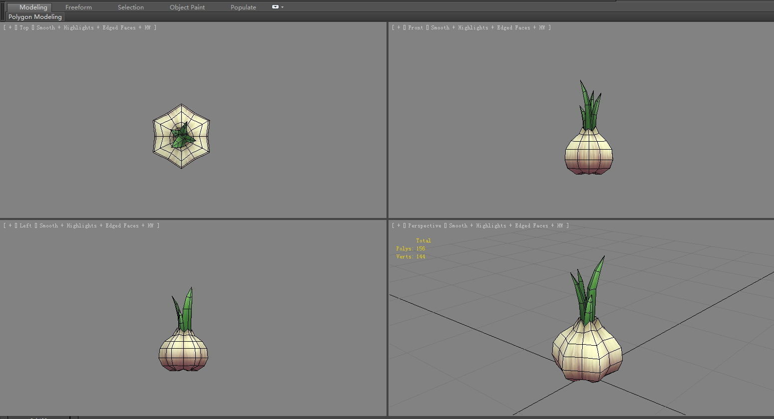 Sprouted garlic Low-poly 3D model_4