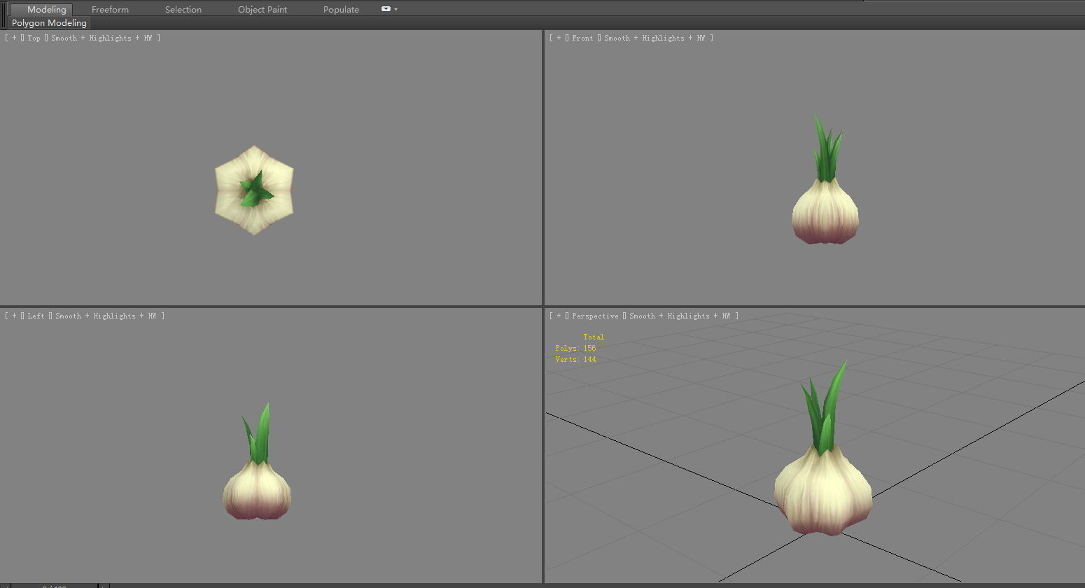Sprouted garlic Low-poly 3D model_3