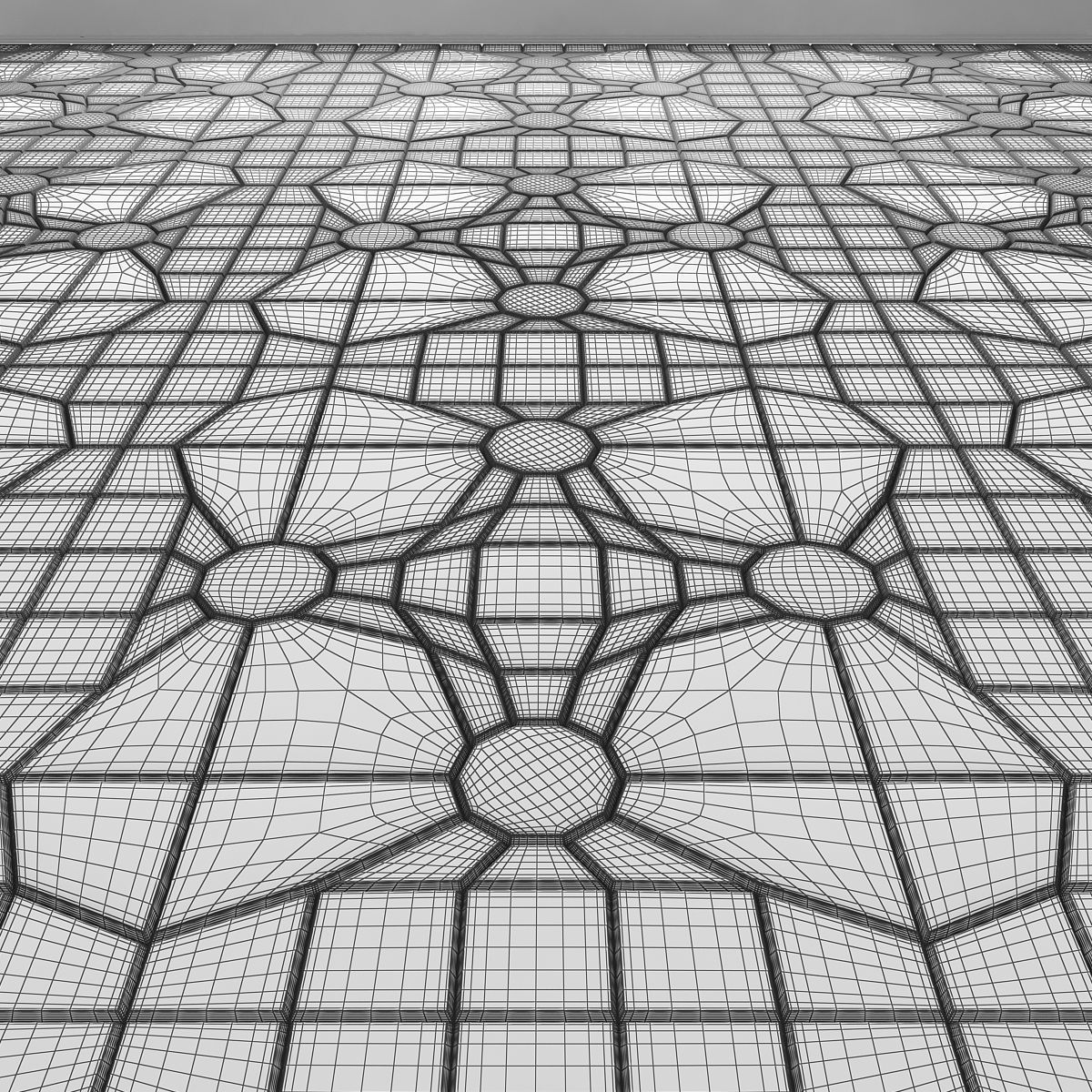 Butterfly tiled floor with geometric patterns 3D model_2