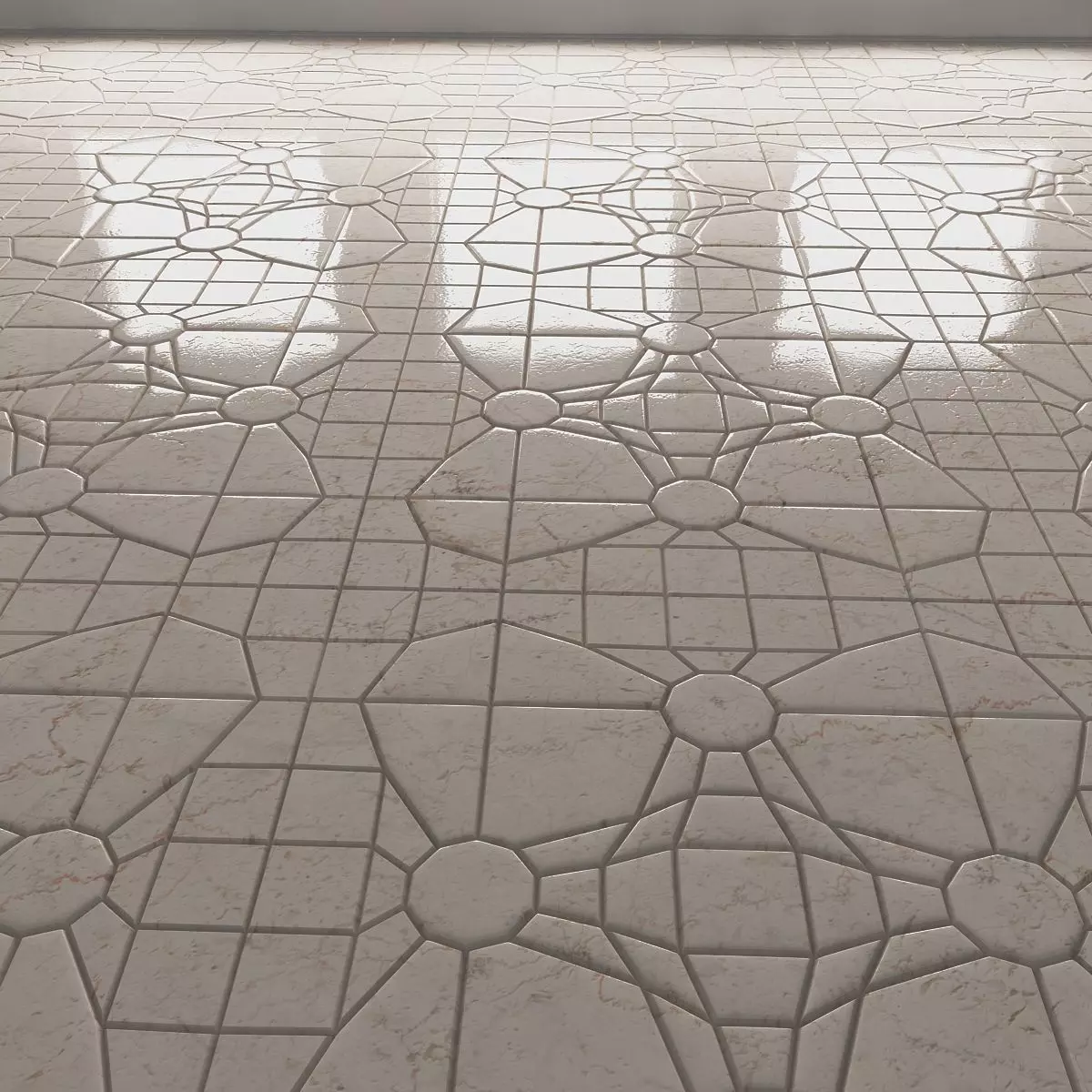 Butterfly tiled floor with geometric patterns 3D model_0