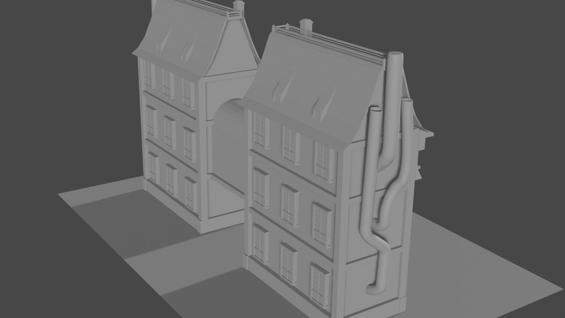 Steampunk House Low-poly 3D model_2