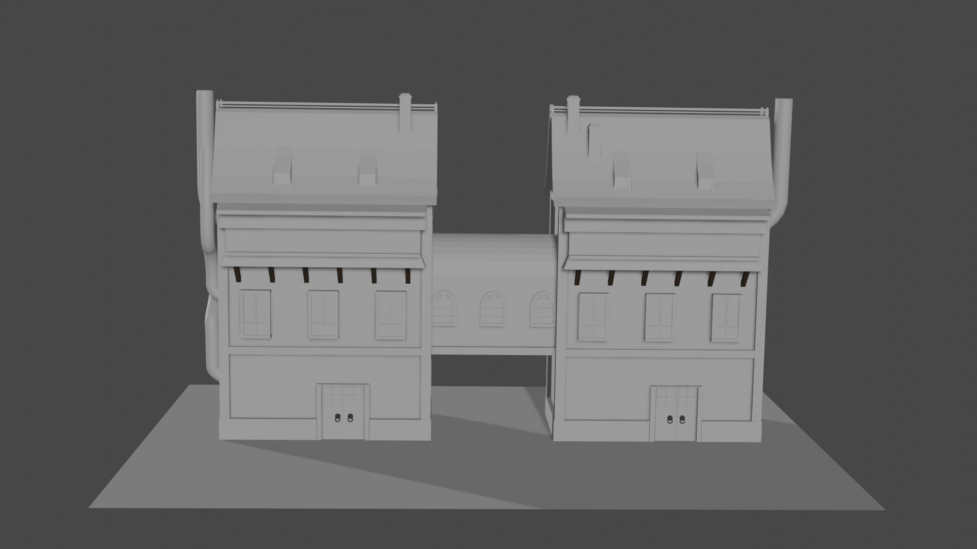 Steampunk House Low-poly 3D model_3