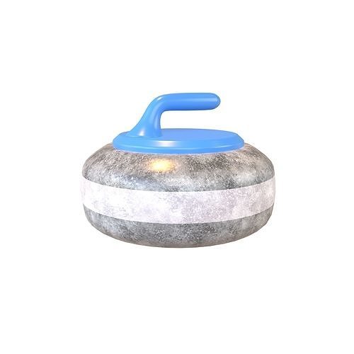 Curling Stone v1 002 Low-poly 3D model