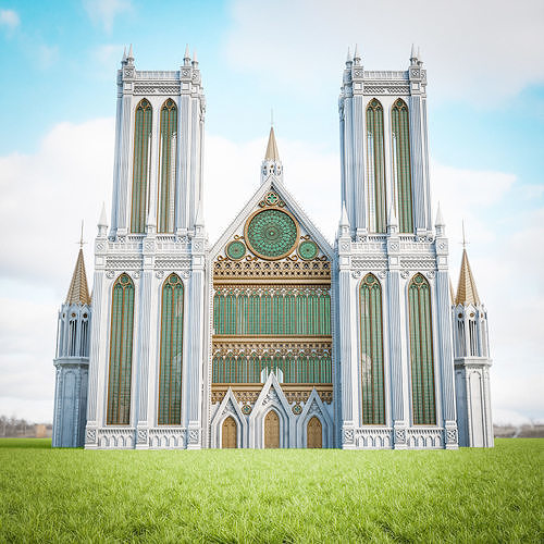 GOTHIC CATHEDRAL SET Low-poly 3D model