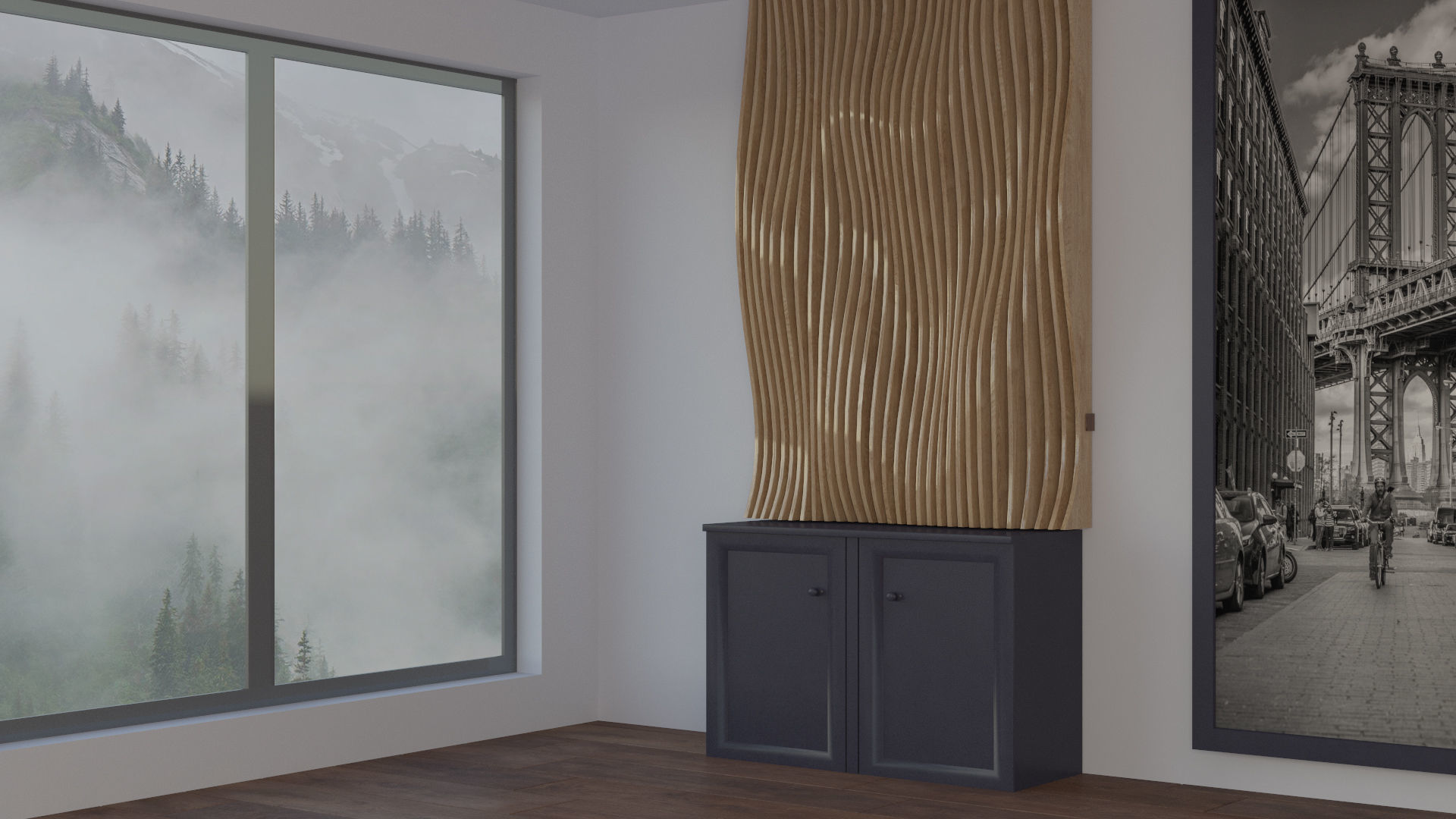 Parametric Wood Wall Panel Low-poly 3D model_2