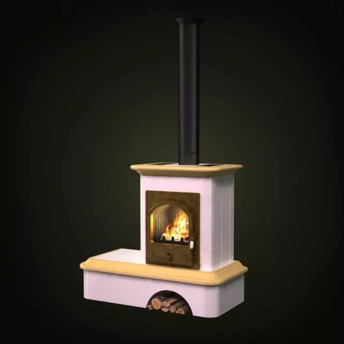 Modern White Fireplace 3D model_0
