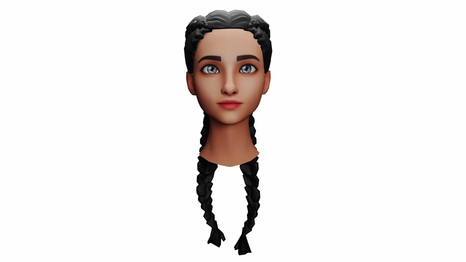 Girls Hairs Pack Low-poly 3D model_6