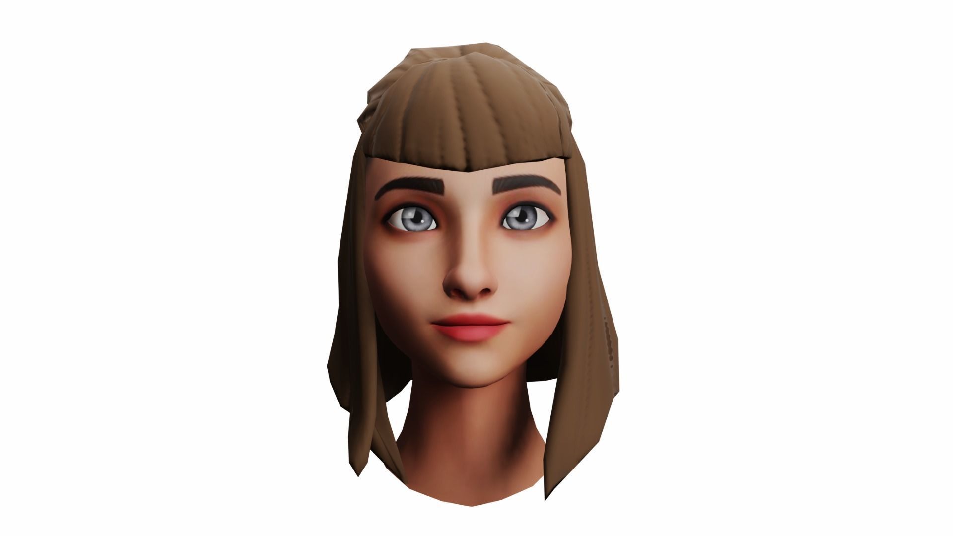 Girls Hairs Pack Low-poly 3D model_12