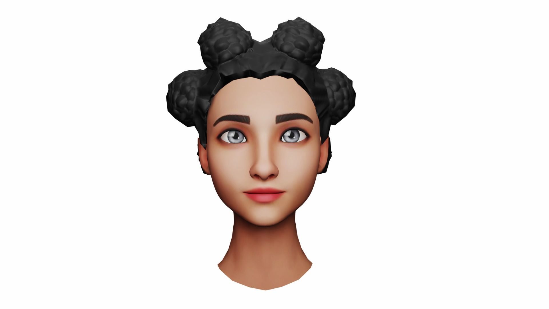 Girls Hairs Pack Low-poly 3D model_15