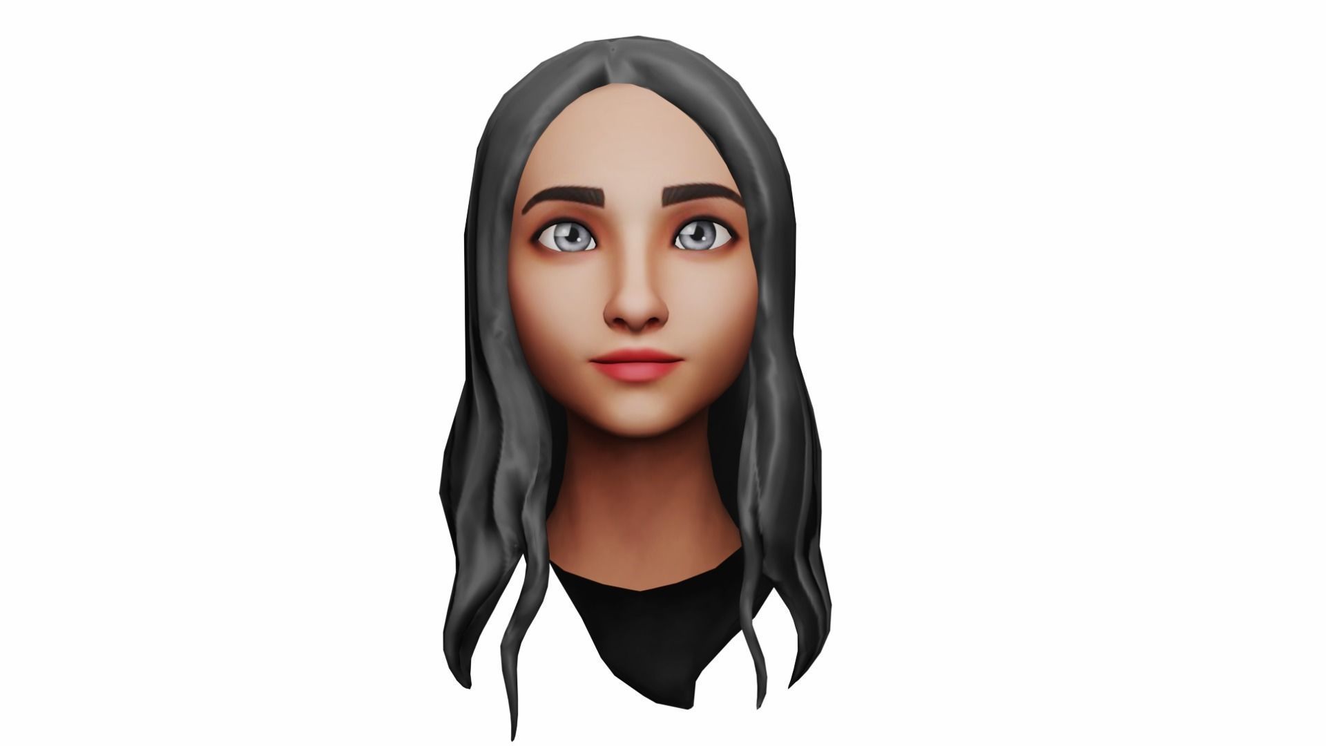 Girls Hairs Pack Low-poly 3D model_4