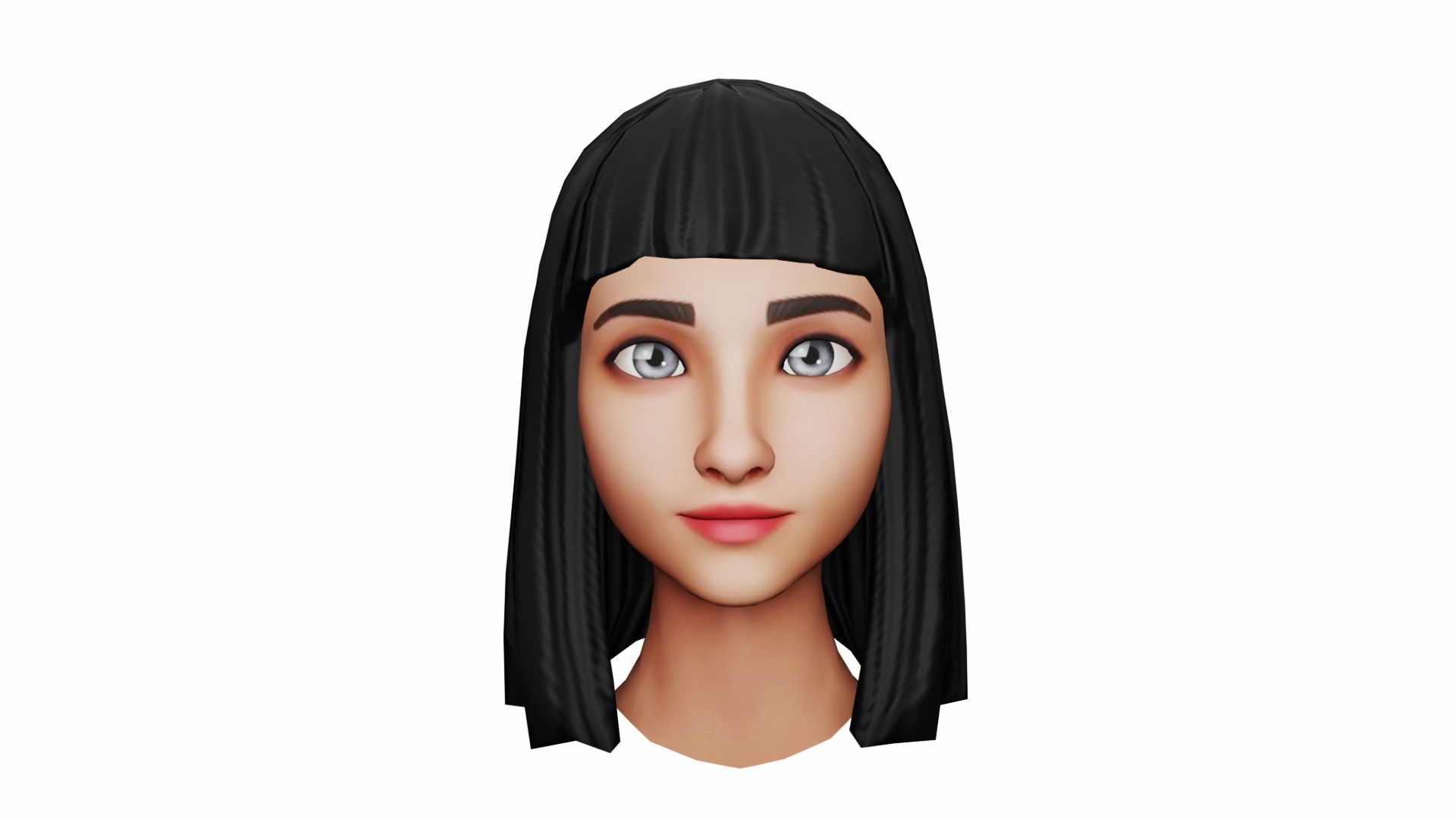 Girls Hairs Pack Low-poly 3D model_8