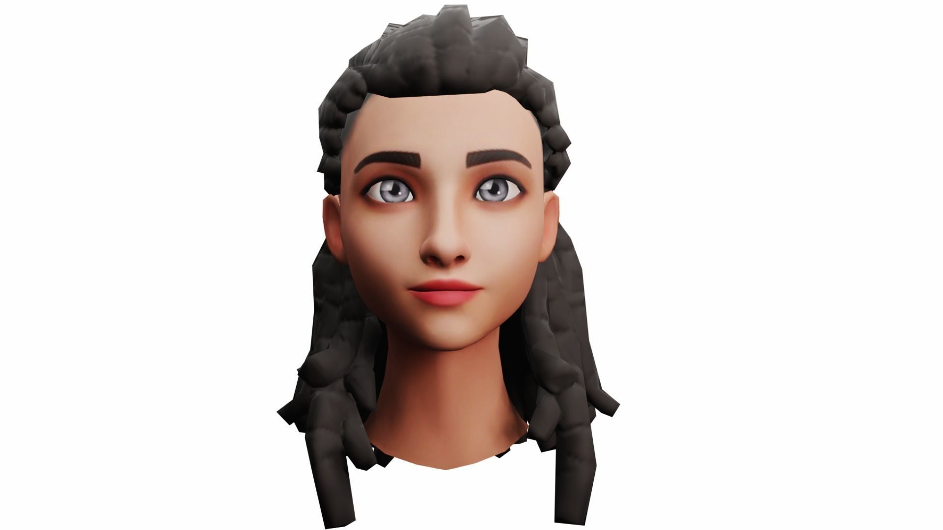 Girls Hairs Pack Low-poly 3D model_10