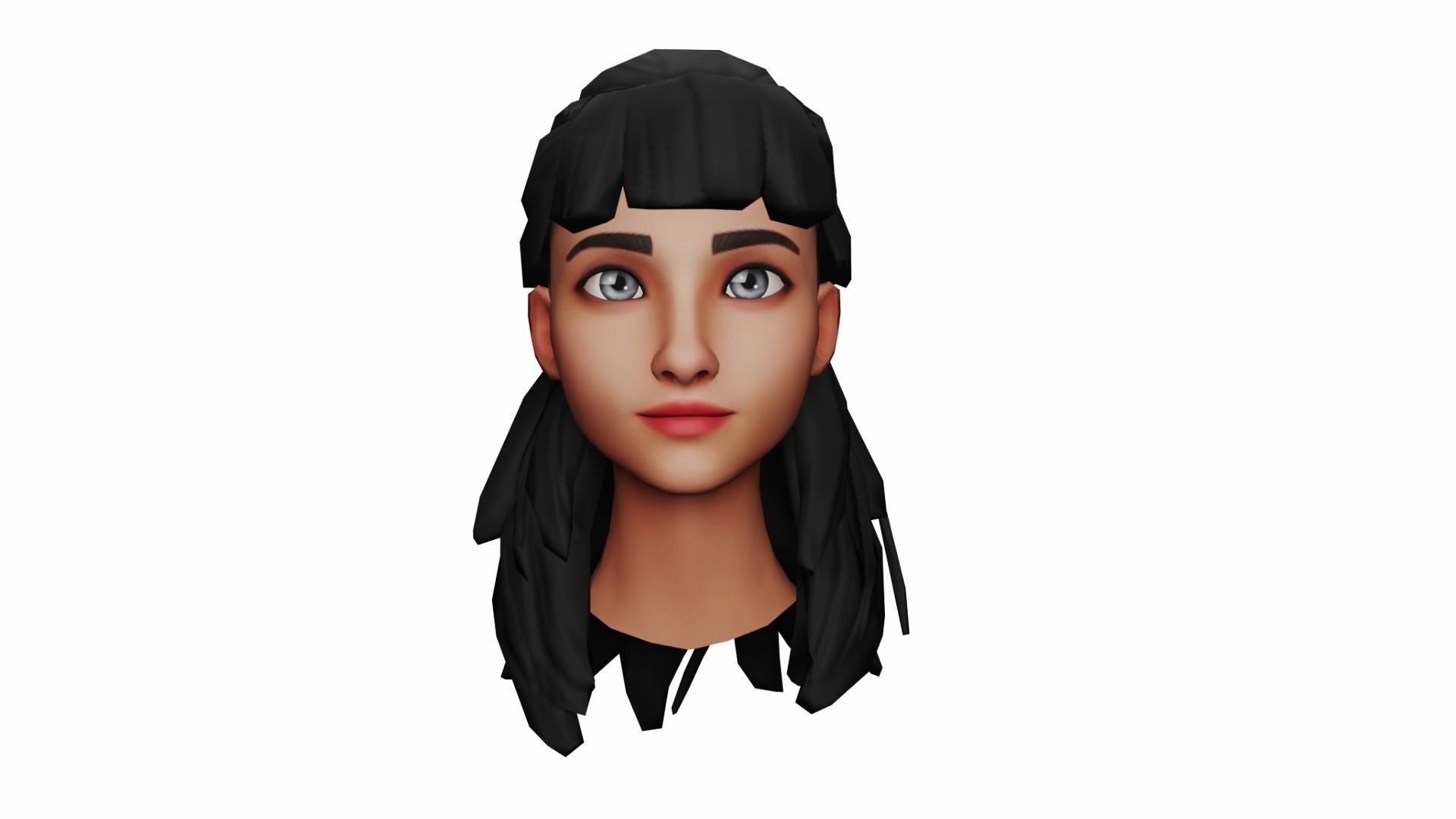 Girls Hairs Pack Low-poly 3D model_17