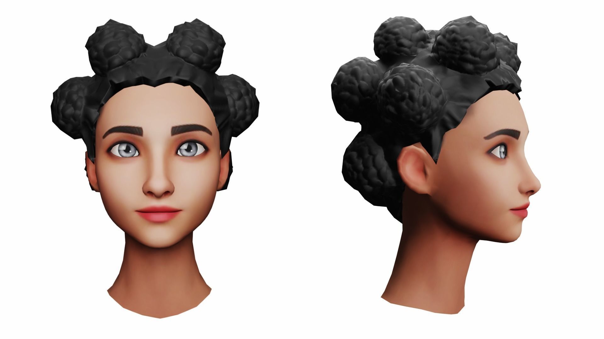 Girls Hairs Pack Low-poly 3D model_14