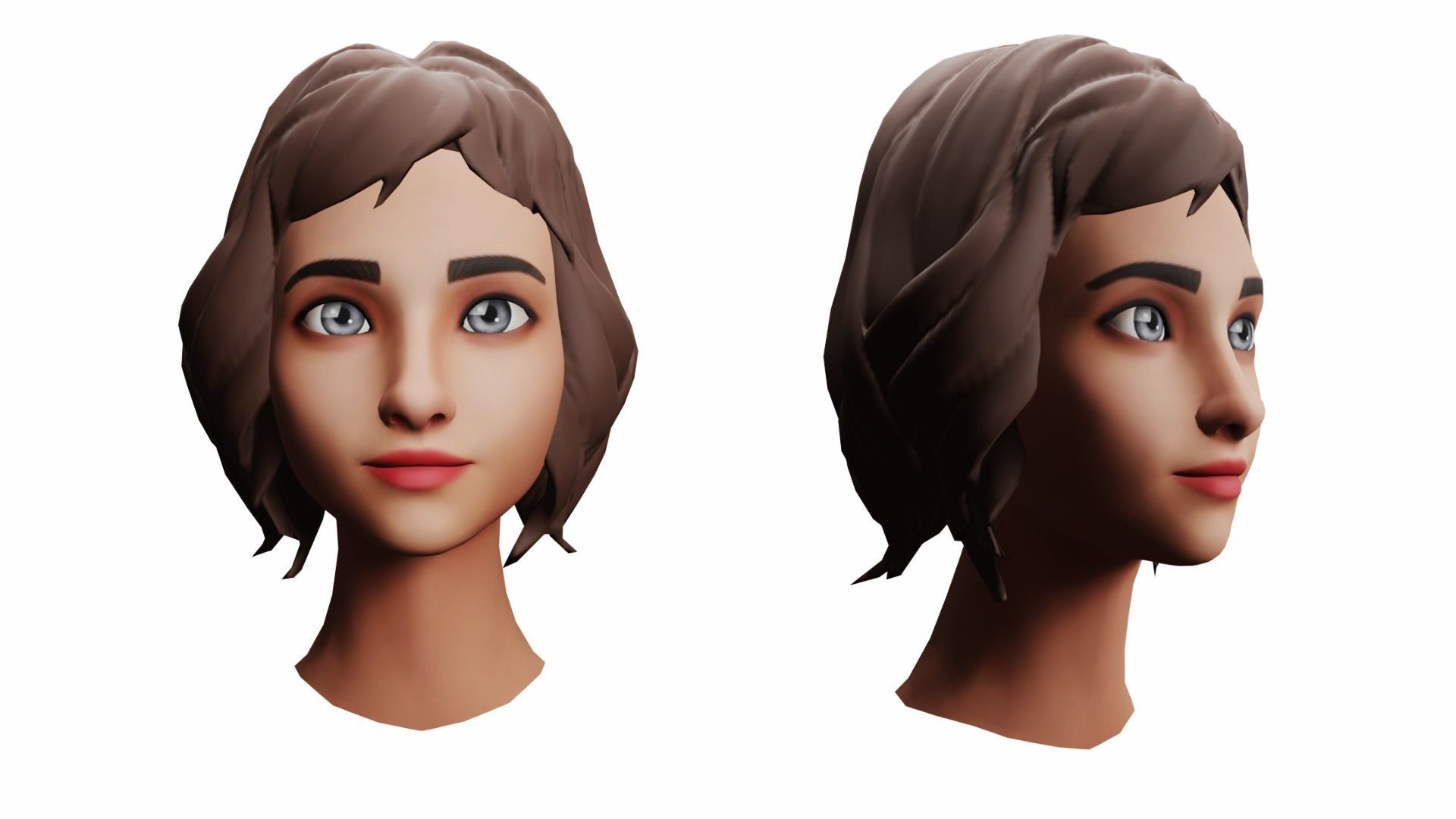 Girls Hairs Pack Low-poly 3D model_18