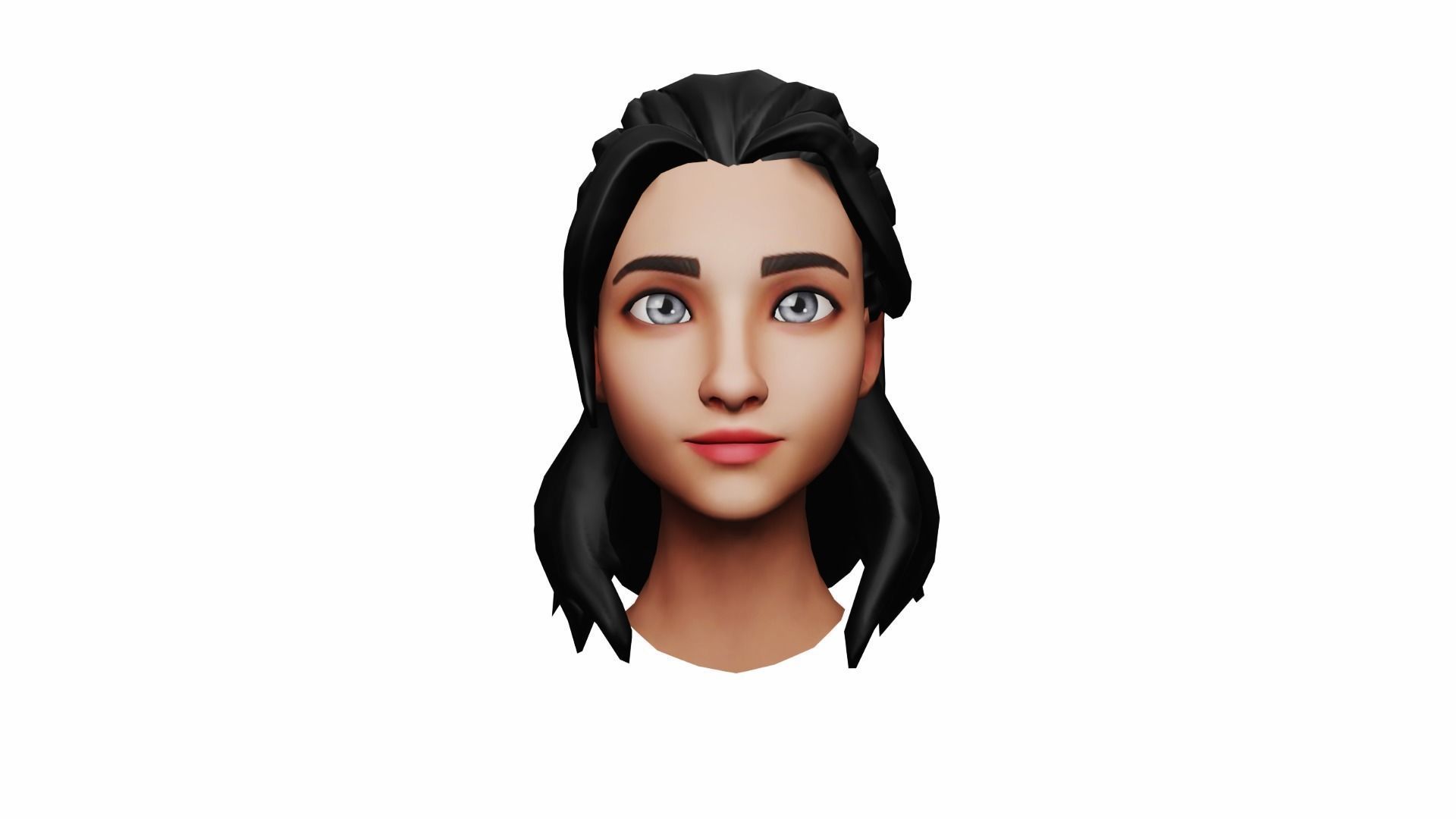 Girls Hairs Pack Low-poly 3D model_13