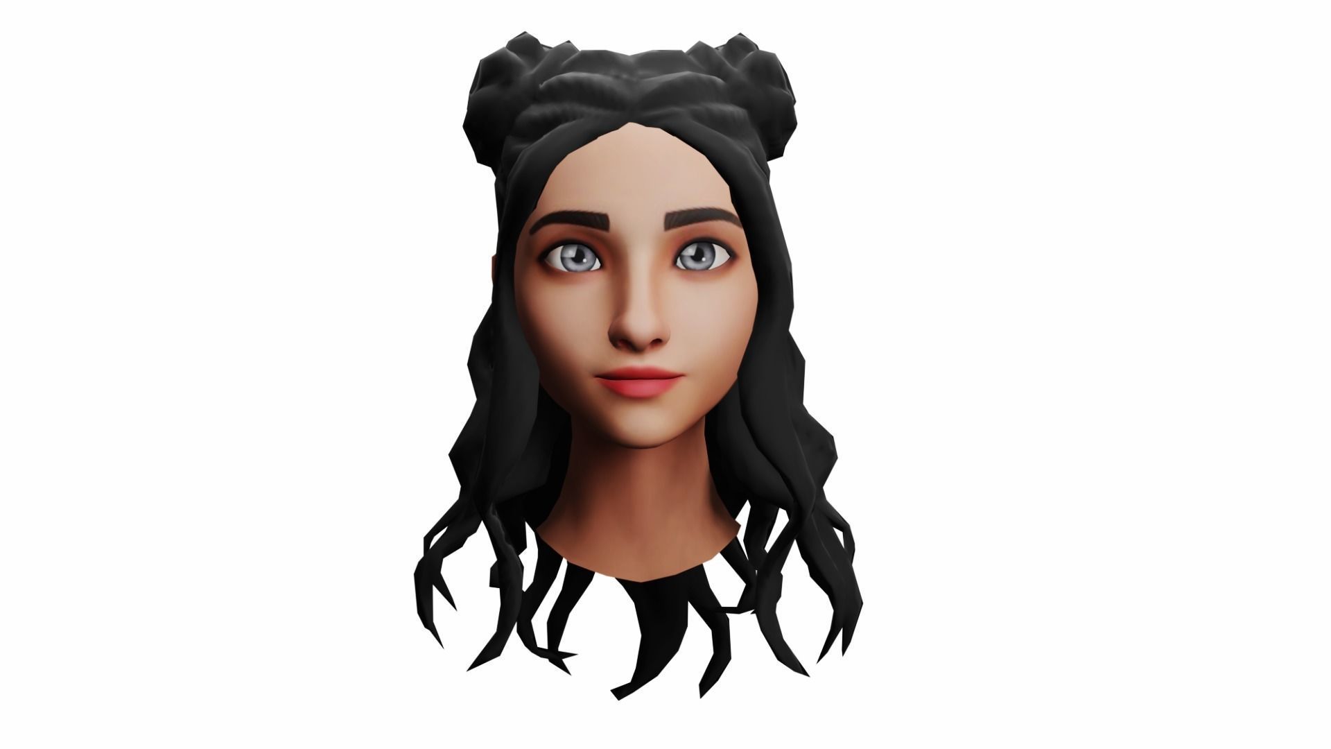 Girls Hairs Pack Low-poly 3D model_2